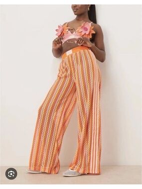 Adidas Originals crochet track pants in pink and orange XL NWT